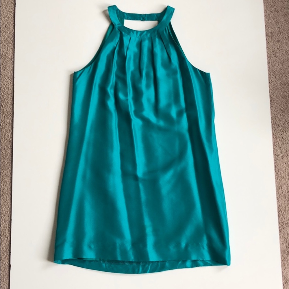 J. Crew Jade Green Silk Scoop Shift Dress